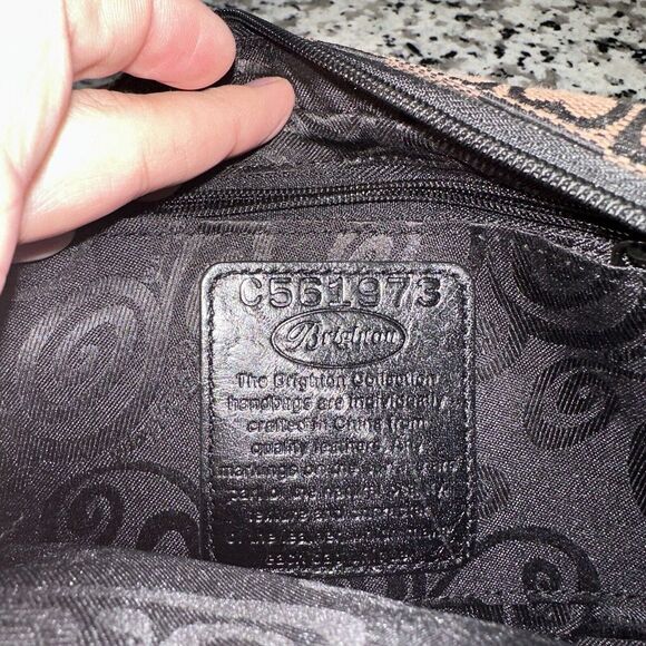 Brighton Crossbody‎ Womens Heart Canvas Leather Crossbody Brown Black - Picture 9 of 16